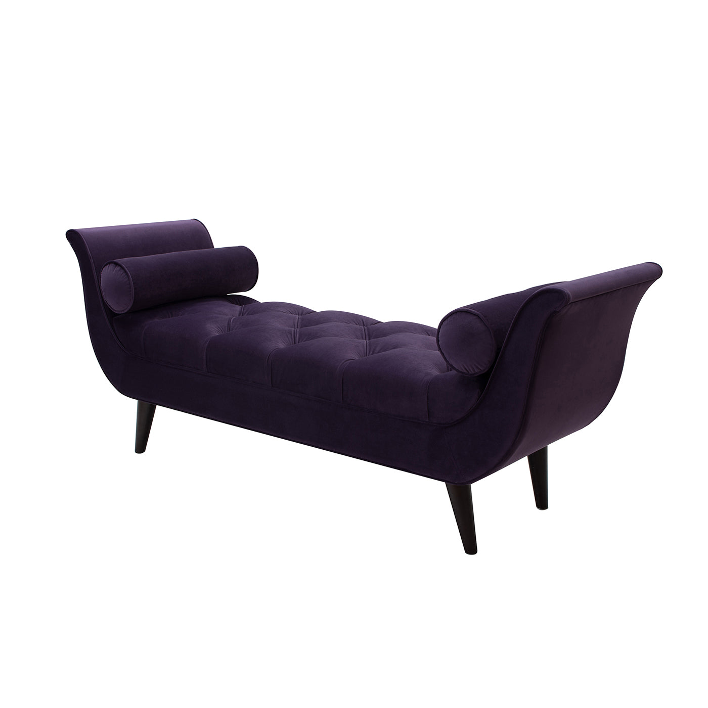 Alma Tufted Flared Arm Entryway Bench, Purple Velvet Purple Foam Velvet