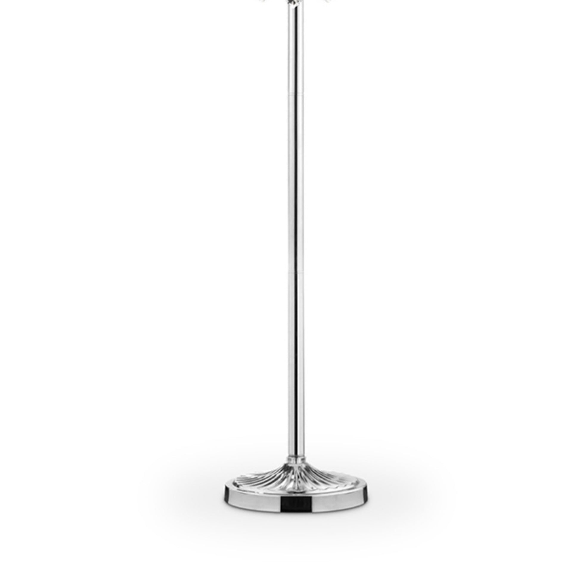 63" Tall Floor Lamp "Evangelia", Silver Finish And Crystal Accents, Clear Shade Silver Metal