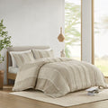 3 Piece Striped Cotton Duvet Cover Set Queen Multicolor Cotton