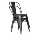 2Pc Modern Metal Dining Room Kitchen Bar Chairs Contemporary Aesthetic Finish 18 Inch Seat Height Standard Dining Distressed Black Distressed Black Dining Room Wipe Clean Square