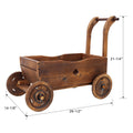 Wooden Wagon Planter Box, Mobile Garden Planter With 4 Wheels, Handle, Drain Hole, Decorative Flower Planter For Indoor & Outdoor Decor, Wooden Flower Cart For Patio, Garden, Balcony, Brown Brown
