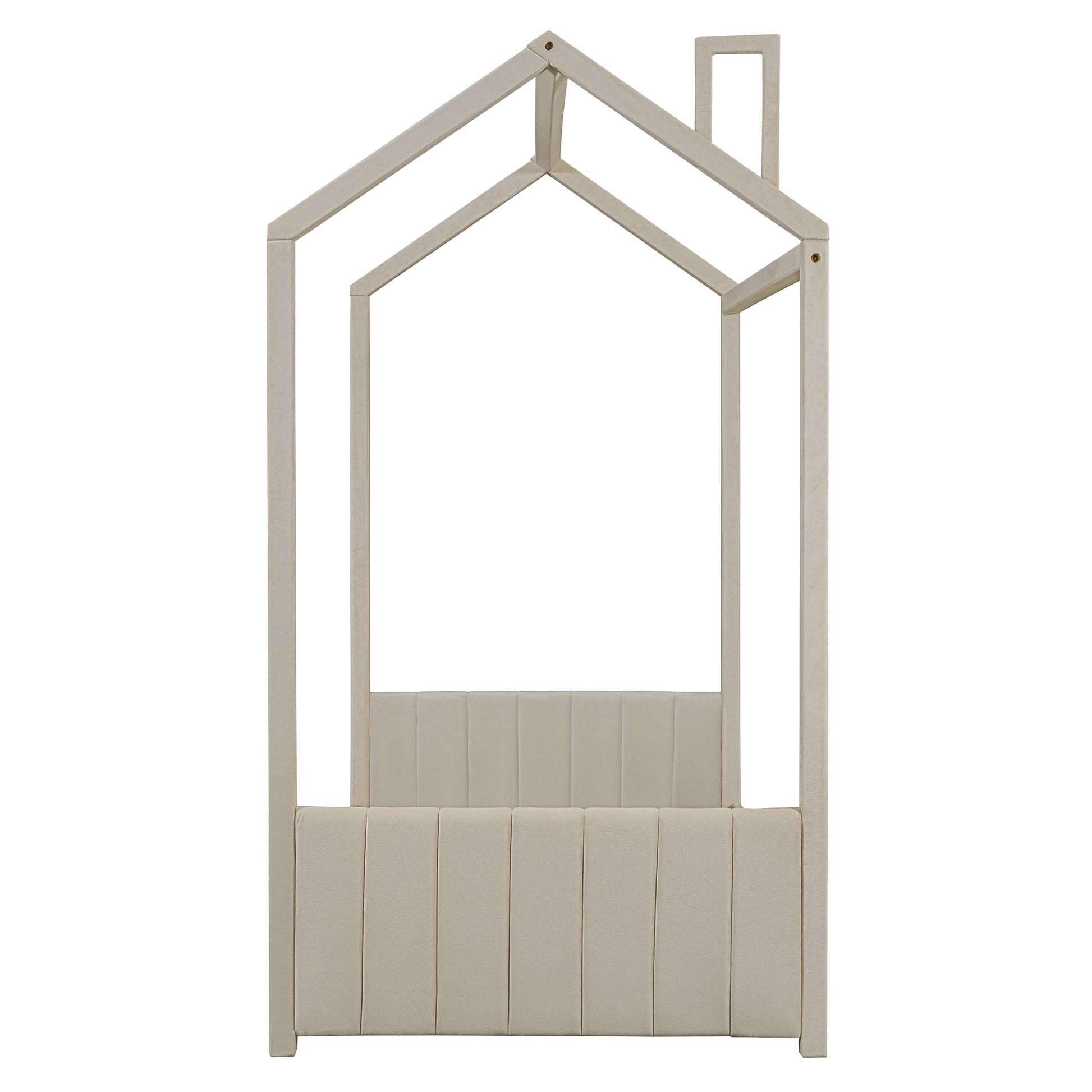 Twin Size Velvet House Bed Wood Bed, Beige Old Sku: Lp000125Aaa Beige Velvet