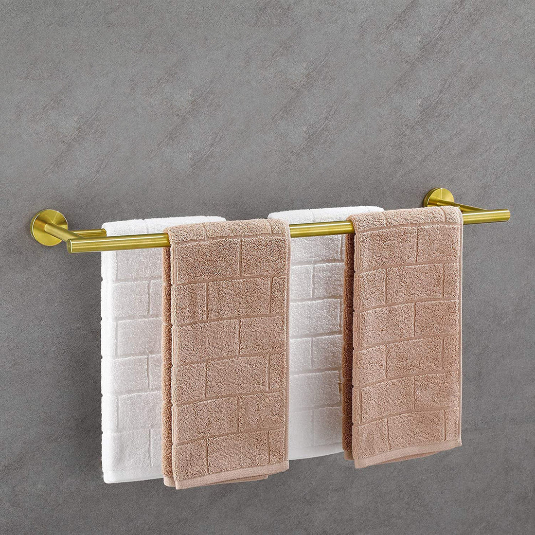 5 Piece Bathroom Towel Rack Set Wall Mount Brushed Gold Stainless Steel