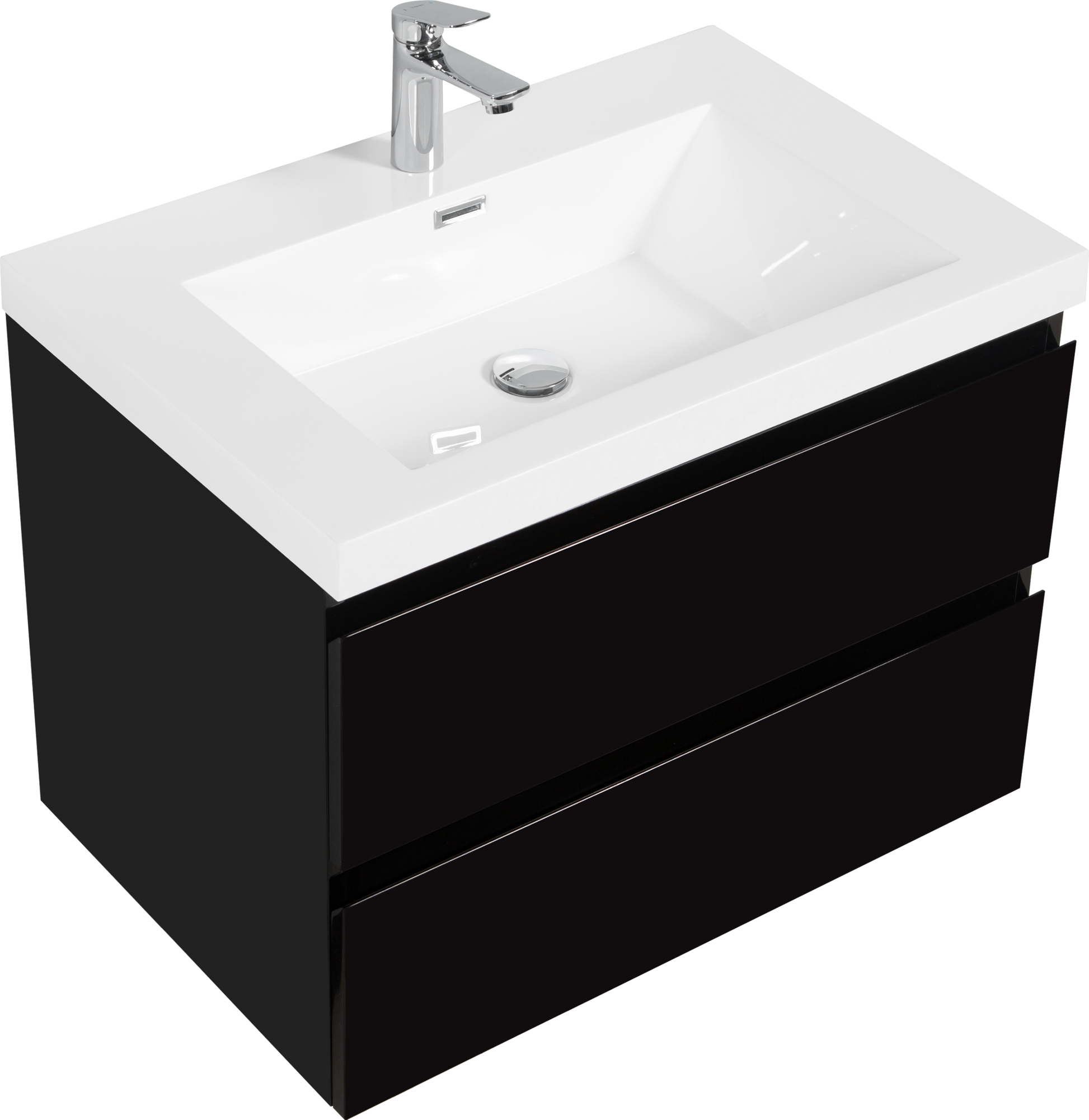 30" Floating Bathroom Vanity With Sink, Modern Wall Mounted Bathroom Storage Vanity Cabinet With Resin Top Basin And Soft Close Drawers, Glossy Black 24V11 30Gb 2 Black Bathroom Wall Mounted Mdf