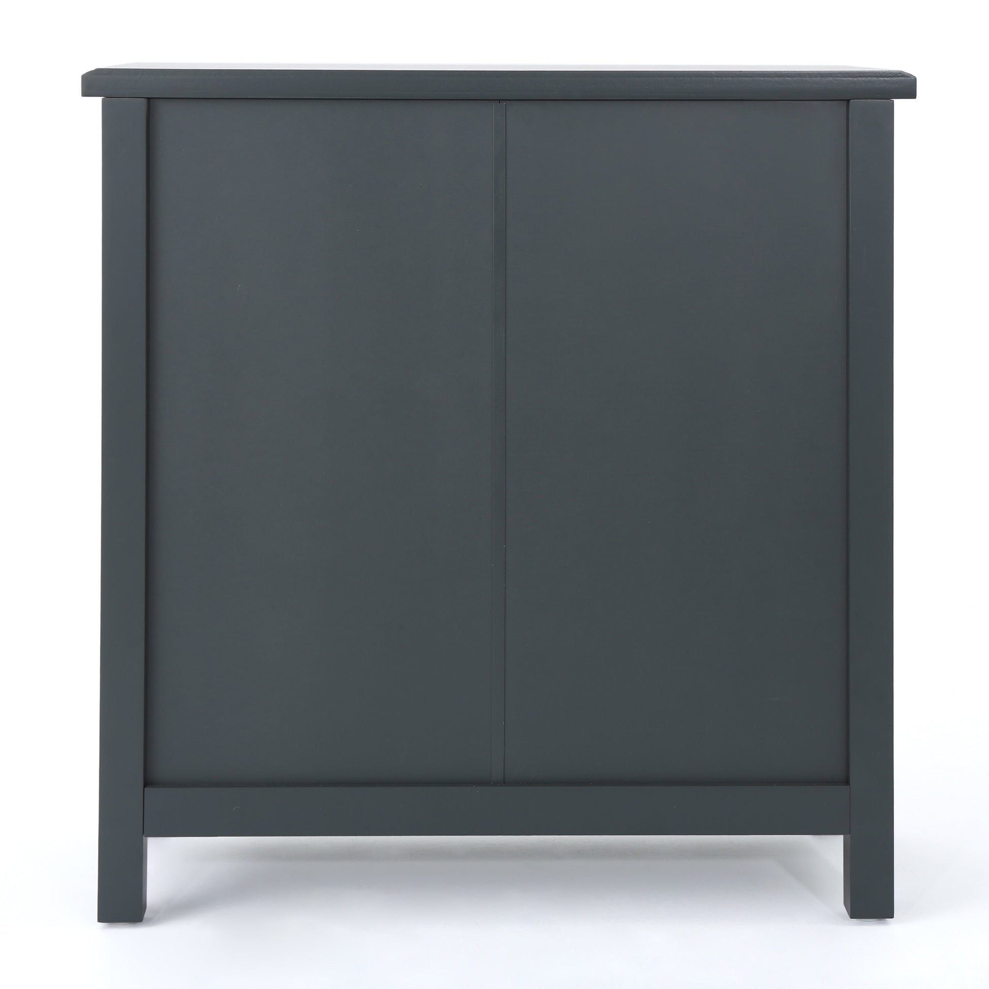 Firwood Mirror Finished Double Door Cabinet, Charcoal Grey Grey Solid Wood