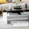 Homcom Modern Coffee Table, 2 Tier Rectangular Center Table With Storage Shelves For Living Room, Black White White Black Engineered Wood