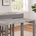 Light Gray Counter Height Table W Nested Table Dining Room Furniture Faux Marble Top Table Light Gray Gray Seats 4 Dining Room Contemporary,Modern,Transitional Rubberwood Rectangular Kitchen & Dining Tables Rectangular Faux Marble,Solid Wood