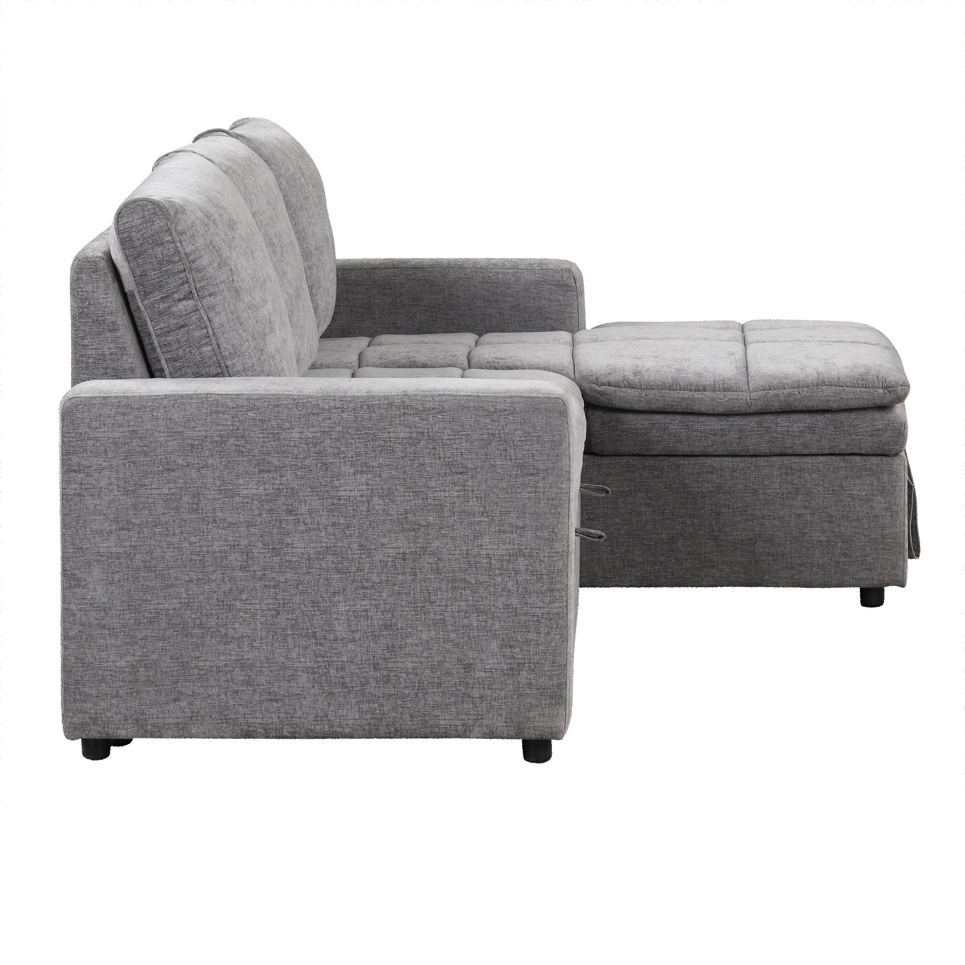 Soft Upholstered Sectional Sofa Bed With Storage Space, Suitable For Living Rooms And Apartments. Gray Wood Polyester 3 Seat