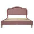 Full Size Velvet Upholstered Smart Led Bed Frame With Adjustable Height Headboard,No Box Spring Needed,Easy Assembly,Pink Box Spring Not Required Full Pink Wood Bedroom Cute,Modern Bed Frame Wood