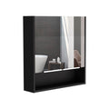 Mirror Medicine Cabinet, One Open Shelf, Three Interior Shelves, Black Black Particle Board Particle Board