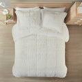 Shaggy Long Fur Comforter Mini Set Twin Ivory Polyester