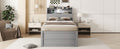 Twin Size Wooden Led Platform Bed With Trundle, With Storage Headboard, With Drawers, Gray Twin Gray Plywood