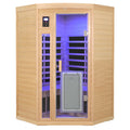 Low Emf Front Door With Heating Panel Two Persons Hemlock Far Infrared Corner Indoor Sauna Room Natural Wood Solid Wood