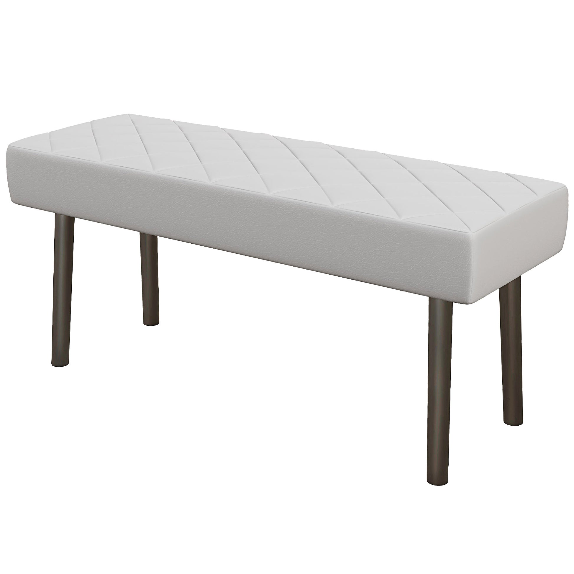 Homcom Modern Ottoman Bench, 39.4" Faux Leather Upholstered End Of Bed Bench With Metal Legs And Padded Seat, Rectangular Entryway Bench, Gray Gray Pu