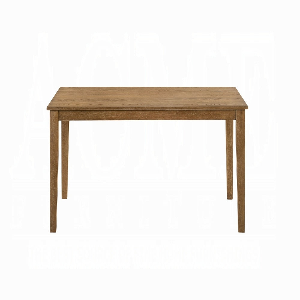 Weathered Oak 5 Piece Dining Set With Upholstered Seat Upholstered Chair Wood Oak Solid Back Seats 4 Wood Dining Room Fixed Table 4 Leg Rectangular Dining Table With Chair Wood Fabric