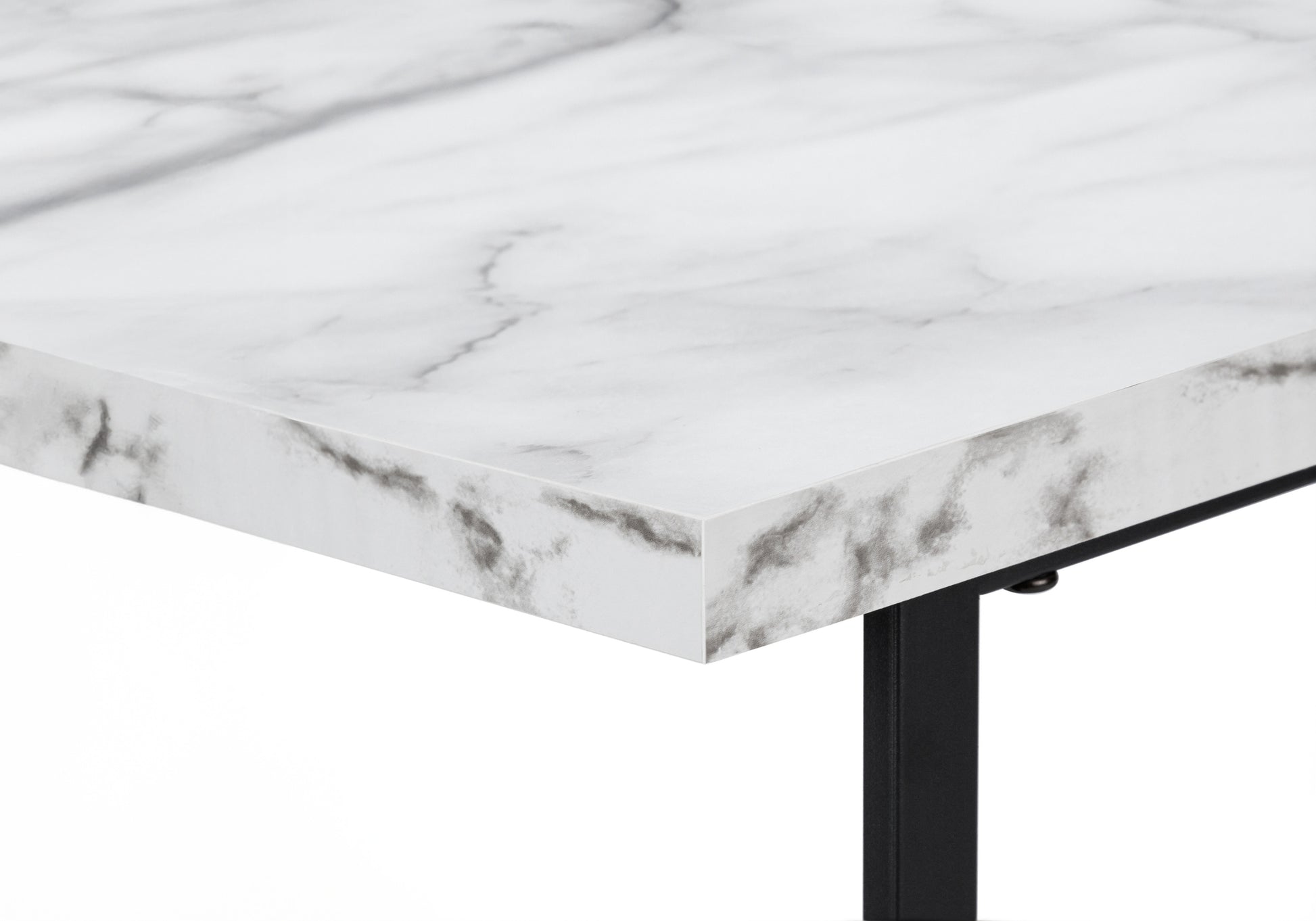 Computer Desk, Home Office, Laptop, Storage Shelves, 48"L, Work, White Marble Look Laminate, Black Metal, Contemporary, Modern White Metal