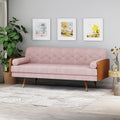 Aidan Mid Century Modern Tufted Fabric Sofa Blush Fabric