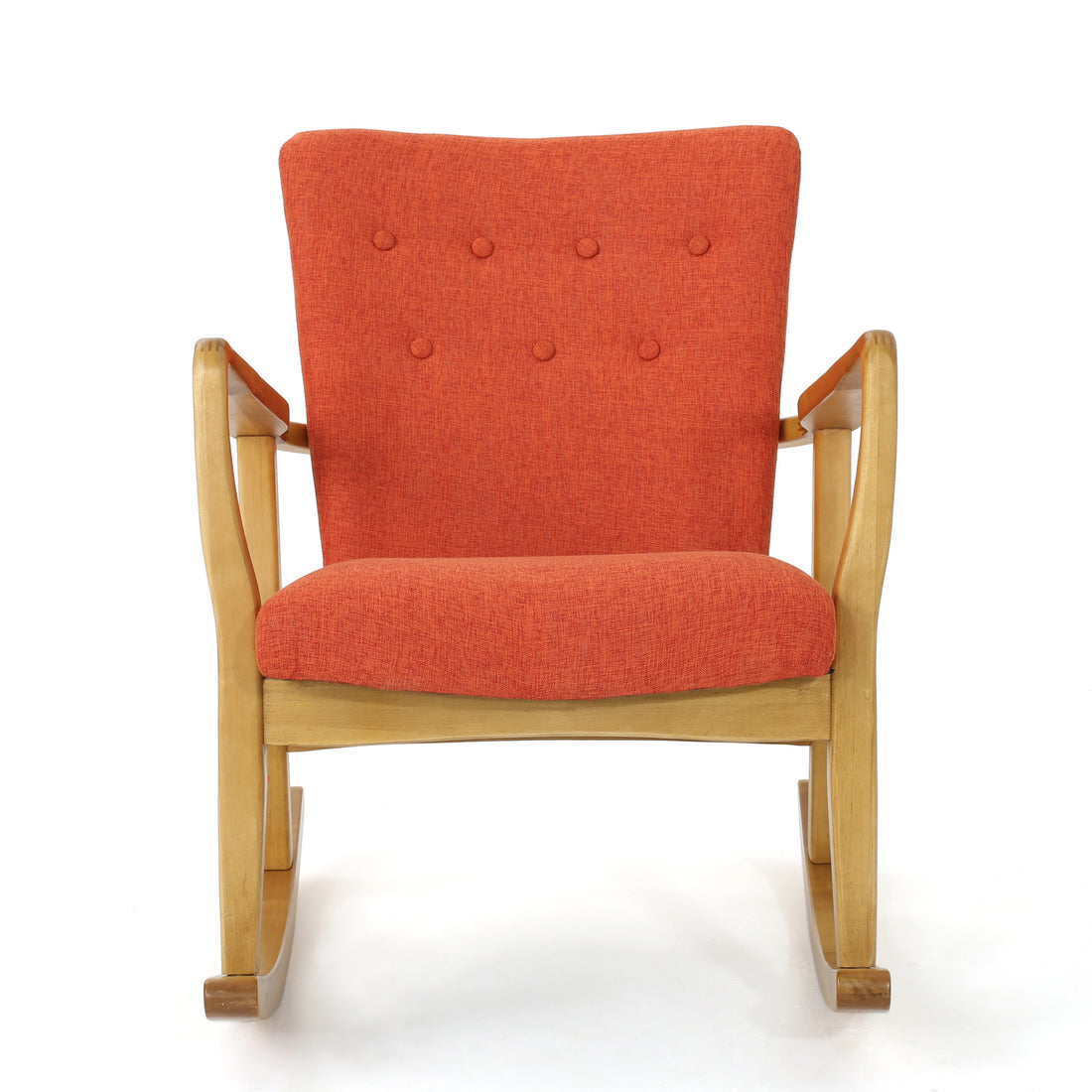 Solid Wood Rocking Chair Orange Fabric