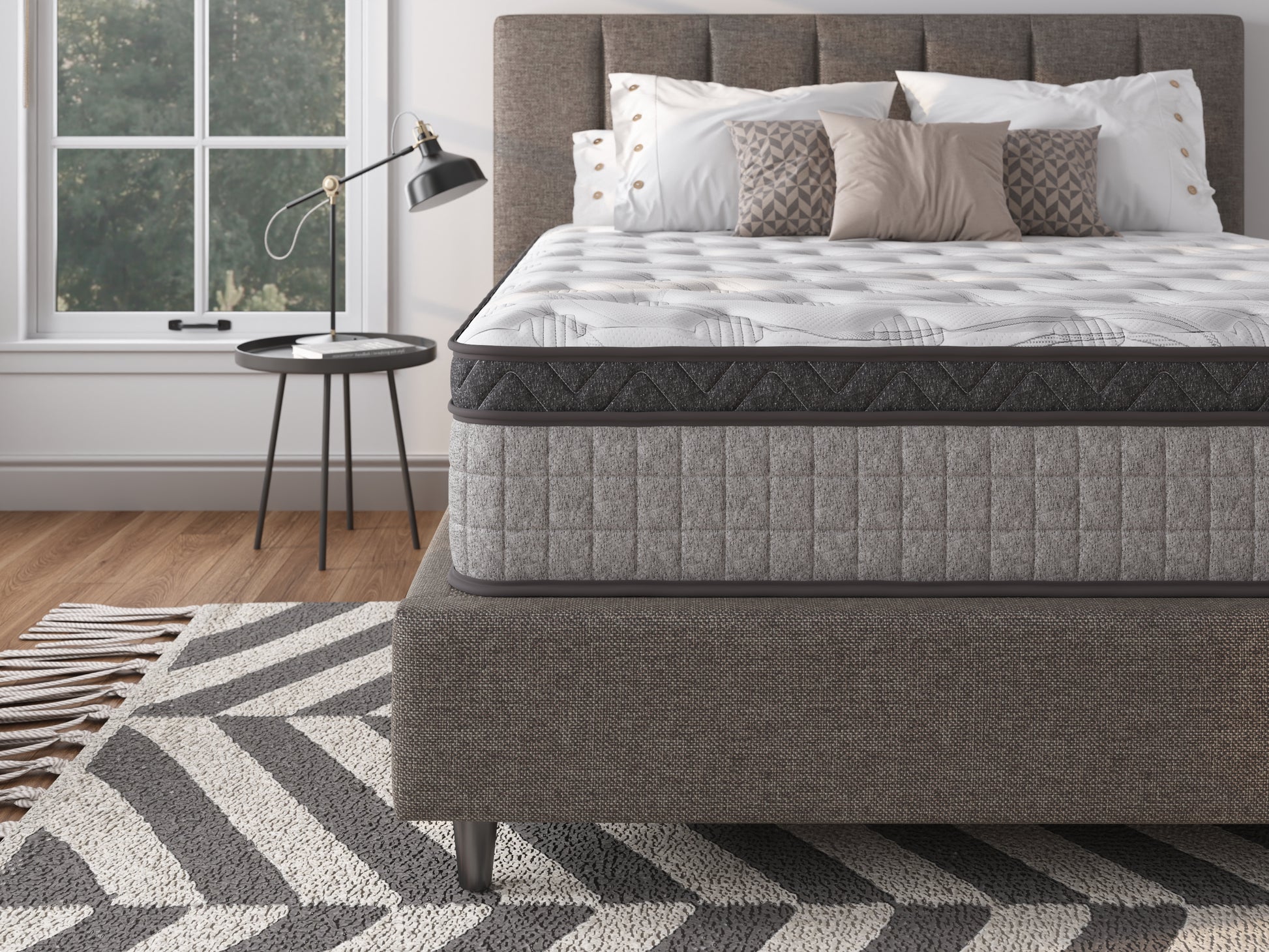 Assembled In Usa High Quality 12" Twin Diamond Innerspring Hybrid And Cooling Gel Memory Foam Mattress, Pressure Relief, And Motion Isolation, Certipur Us And Oeko Tex Certified Gray Foam Spring