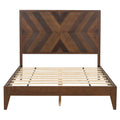 Mid Century Modern Platform Bed Wood Slat Support With No Box Spring Needed,Full, Walnut Box Spring Not Required Full Walnut Wood Bedroom Mid Century Modern Bed Frame Wood