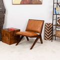 Colin Tan Leather Lounge Chair Brown,Tan Brown Mid Century Modern Walnut Foam Abs,Genuine Leather,Solid Wood