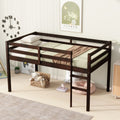 Solid Wooden, Rubber Wooden Twin Loft Bed With Ladder, Bed Platform Of Strengthened Slatsespresso Twin Espresso Rubber Wood