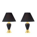 3 Piece Ceramic Lamp Set, Floor And Table Lamps, Black Finish Black Ceramic