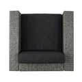 Puerta Mp1 Swivel Patio Chair With Cushions Single, Mix Black Dark Grey Black Gray Fabric,Iron,Wicker