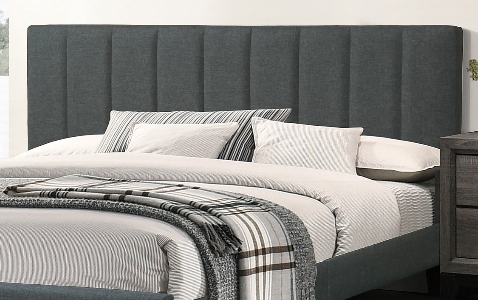 Gorgeous 1Pc Full Size Bed Charcoal Polyfiber Platform Bedframe Slats Bedroom Furniture Box Spring Not Required Full Charcoal Wood Bedroom Modern,Transitional Rubberwood Bed Frame Foam Mdf,Particle