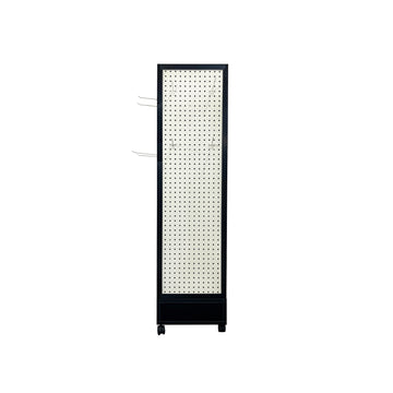 Four Sided Rotating Pegboard Display Stand Made Of Mdf And Aluminum Alloy For Craft Display, Vendor Event Retail Display Stand, Jewelry, Earrings, Black White Black Mdf