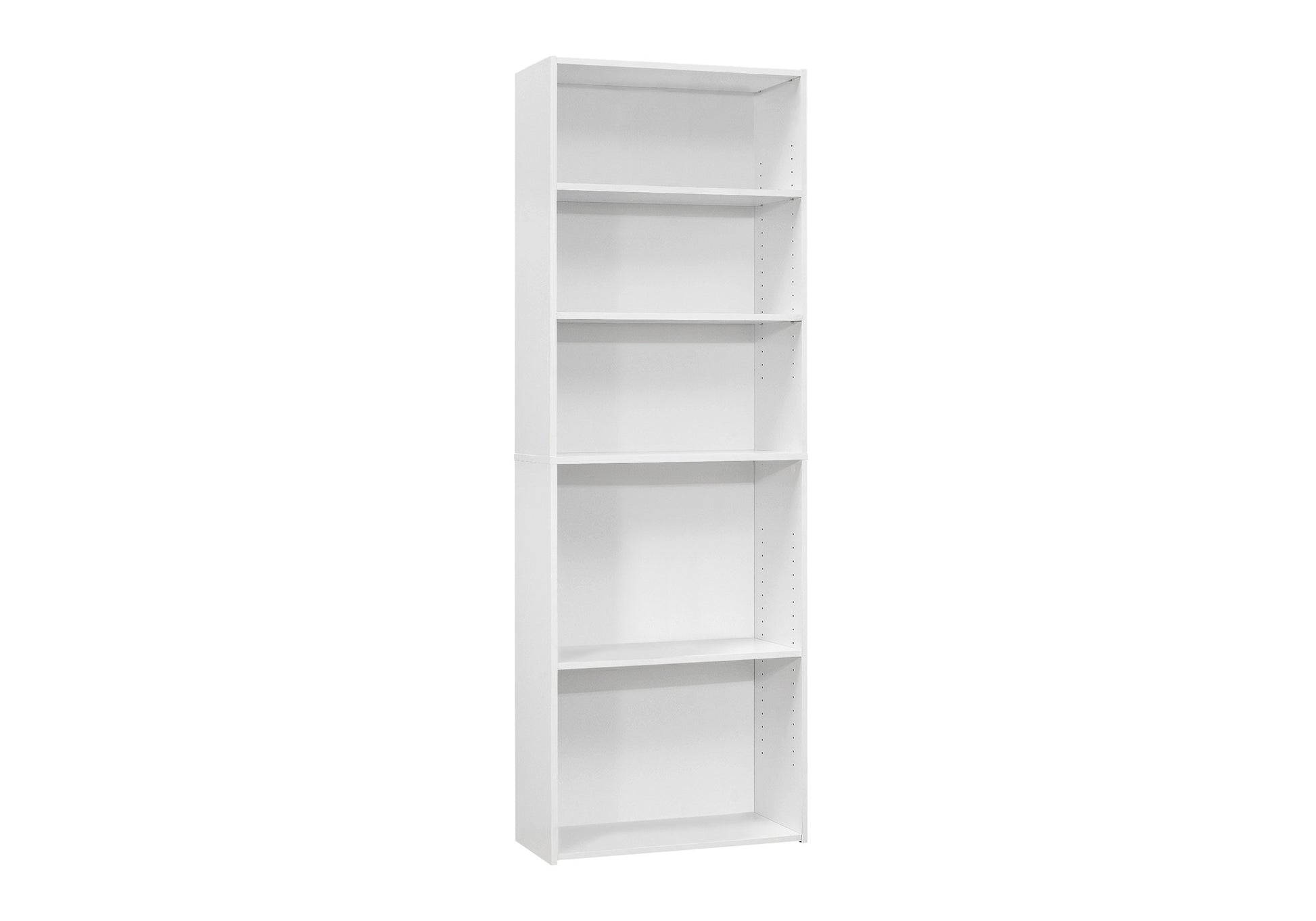 Bookshelf, Bookcase, 6 Tier, 72"H, Office, Bedroom, White Laminate, Transitional White Particle Board