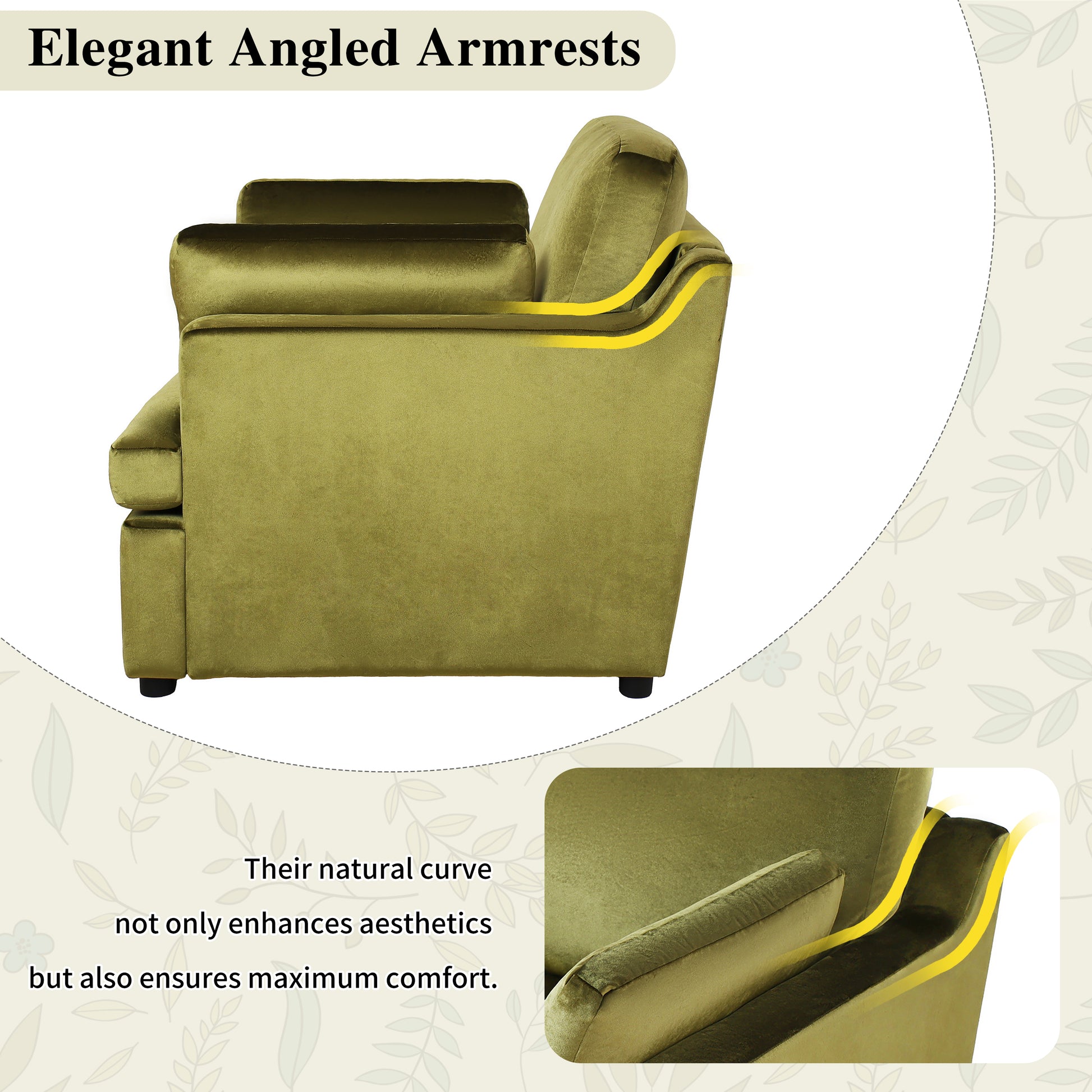 Mirod Oversized Accent Chair Comfortable Armrest Cushions, Versatile Neutral Style, Elegant Design, Durable Frame Green Velvet