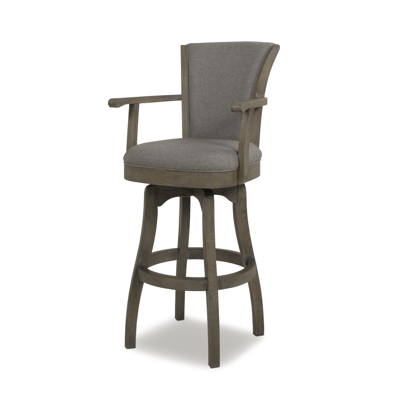 Williams 31 Swivel Bar Stool With Armrests, Heathered Grey Linen Gray Foam Linen