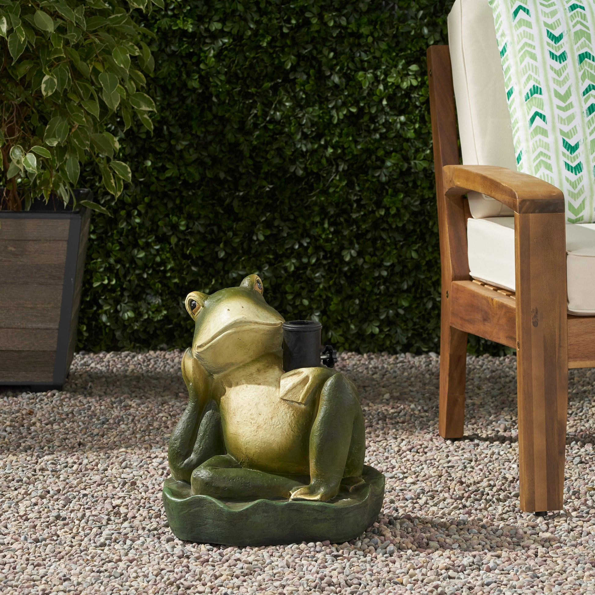 Frog Umbrella Base Green Concrete
