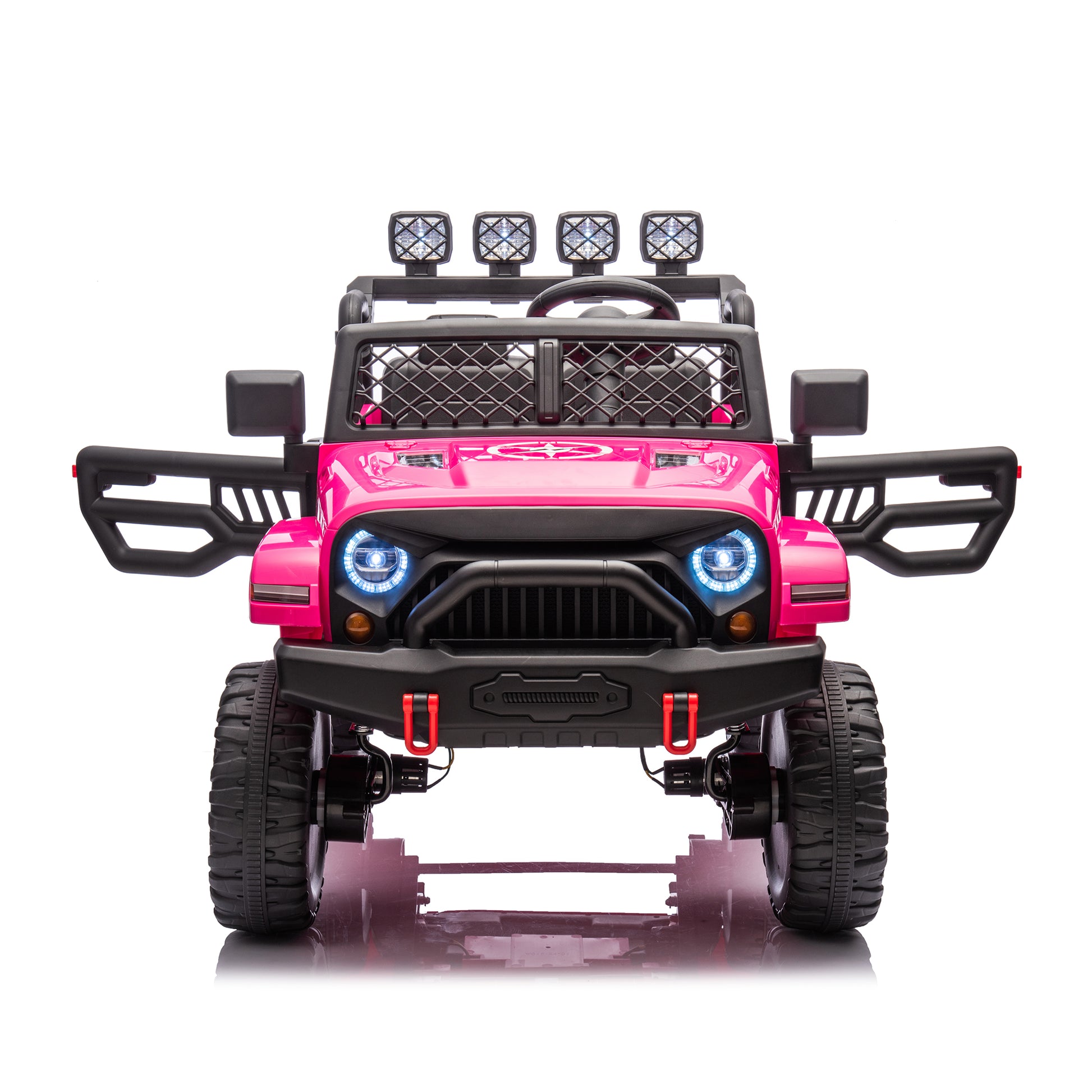 Pink,24V 2 Seater Ride On Truck Car, 4Wd Motors, With 2.4G Remote Control,Metal Suspension,Soft Start,Music, Led Light,Outdoor Off Road Electric Car,Toys Gifts Pink 100 149 Lbs Iron Plastic Iron