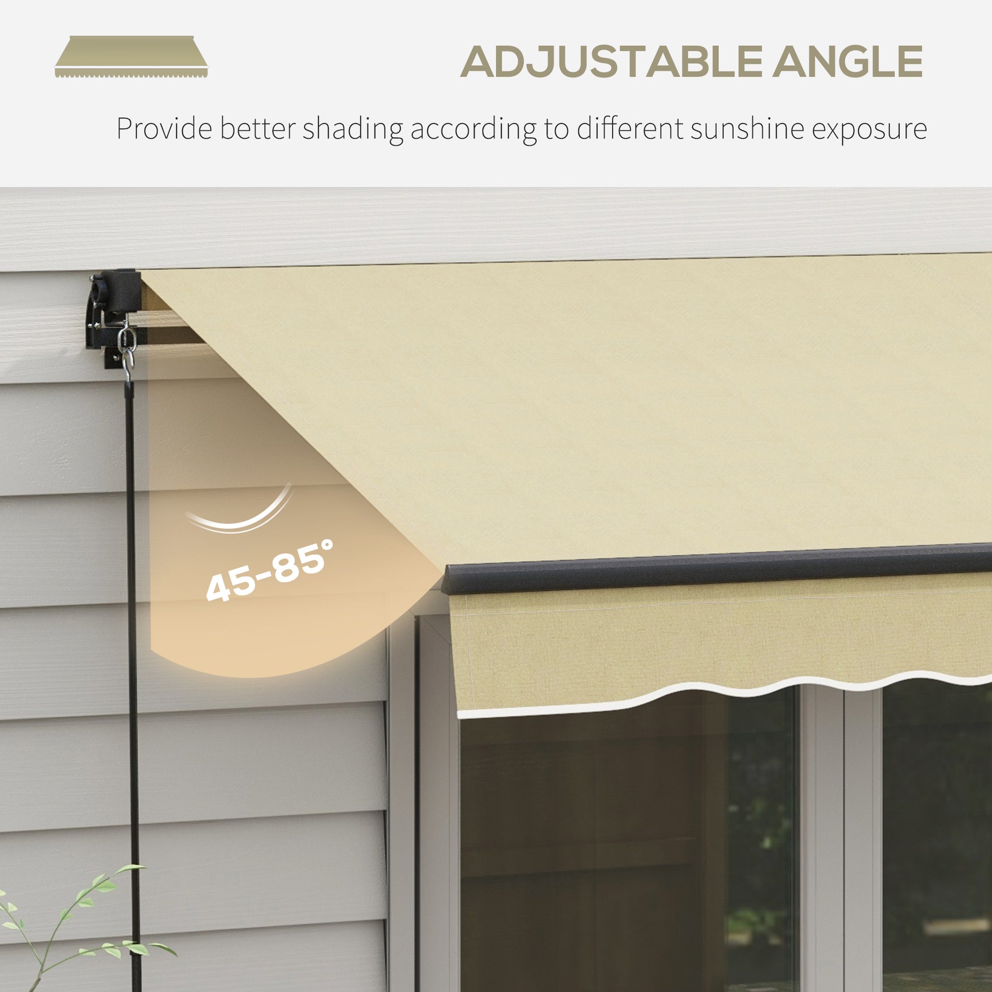 Outsunny 8' X 6.5' Retractable Awning, Patio Awning Sunshade Shelter With Manual Crank Handle, 280Gsm Uv Resistant Fabric And Aluminum Frame For Deck, Balcony, Yard, Beige Beige Polyester