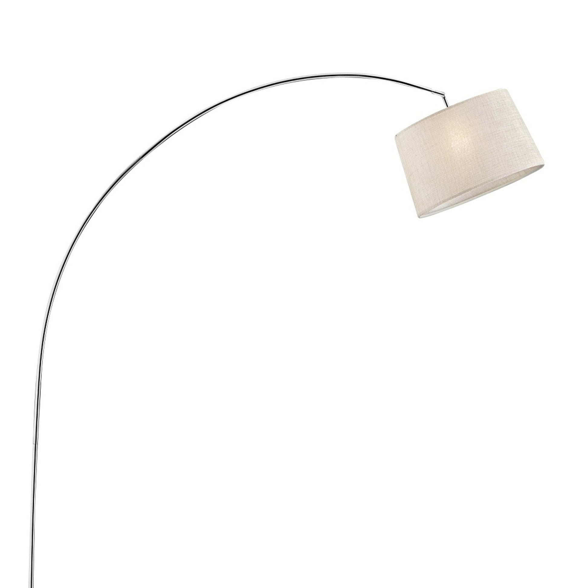 84.5" Tall Metal Arch Floor Lamp "Oma" With Silver Finish, Ivory Fabric Shade Silver Metal