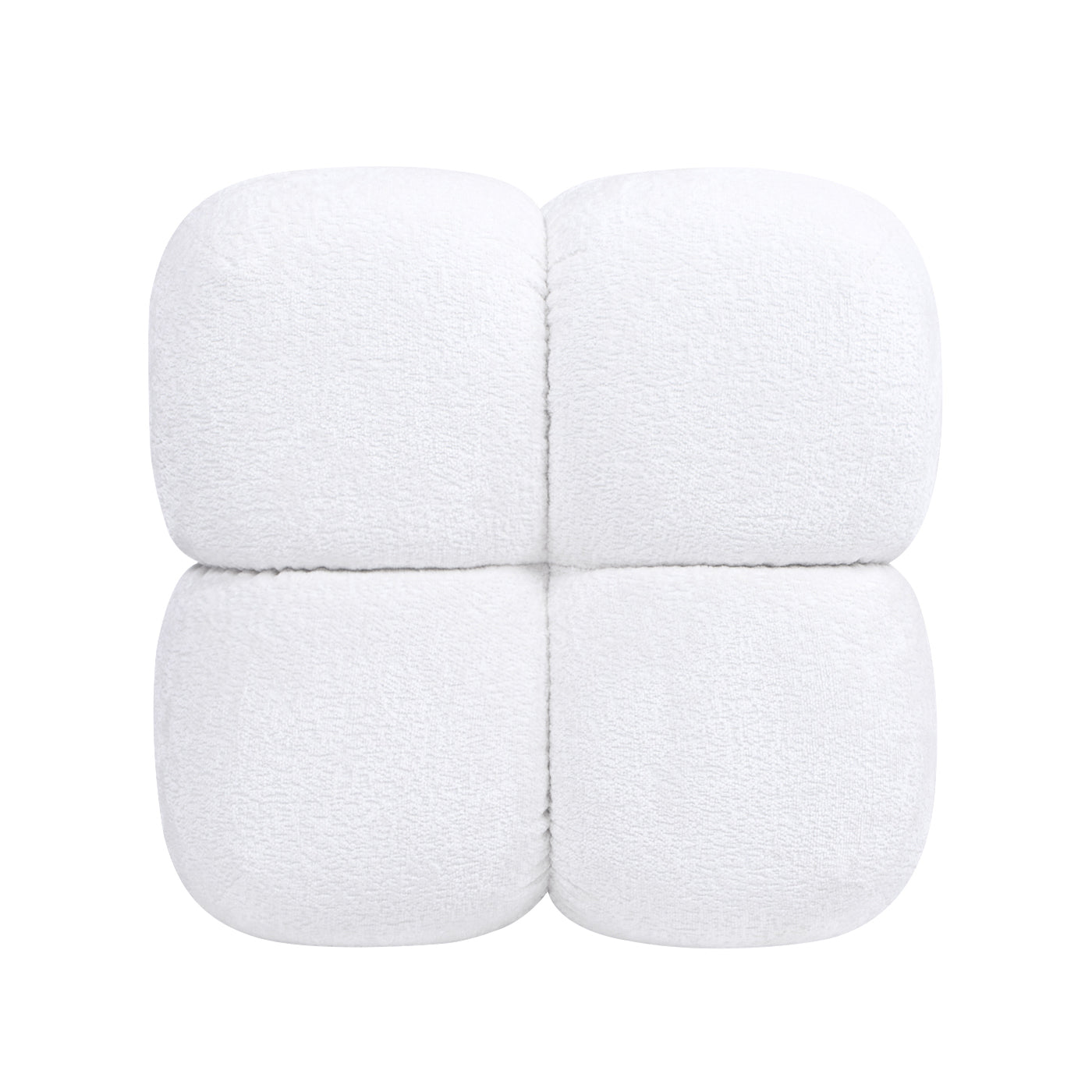 Pixel 21" Oversized Square Tufted Pouf Ottoman, Almond White Chenille White Foam Chenille