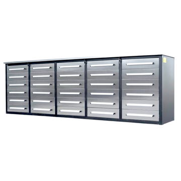 10Ft Storage Cabinet With 30 Drawers Silver Steel