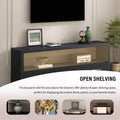 Mirod Stylish Tv Stand With Large Storage,Classic Design With Three Drawers And Spacious Surface,Minimalist Metal Handles,Versatile As Tv Console Or Side Cabinet Black 70 79 Inches Mdf