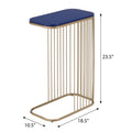 Blue And Gold C Table With Metal Base Blue Gold Primary Living Space Contemporary Rectangular Wood Metal Sled