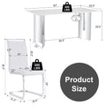 Modern Minimalist Dining Table. Imitation Marble Glass Sticker Desktop, Stainless Steel Legs, Stable And Beautiful. 6 Premium Pu Seats. 63 Inches * 35.4 Inches * 29.5 Inches Dt 69 C 1162 Silver Glass