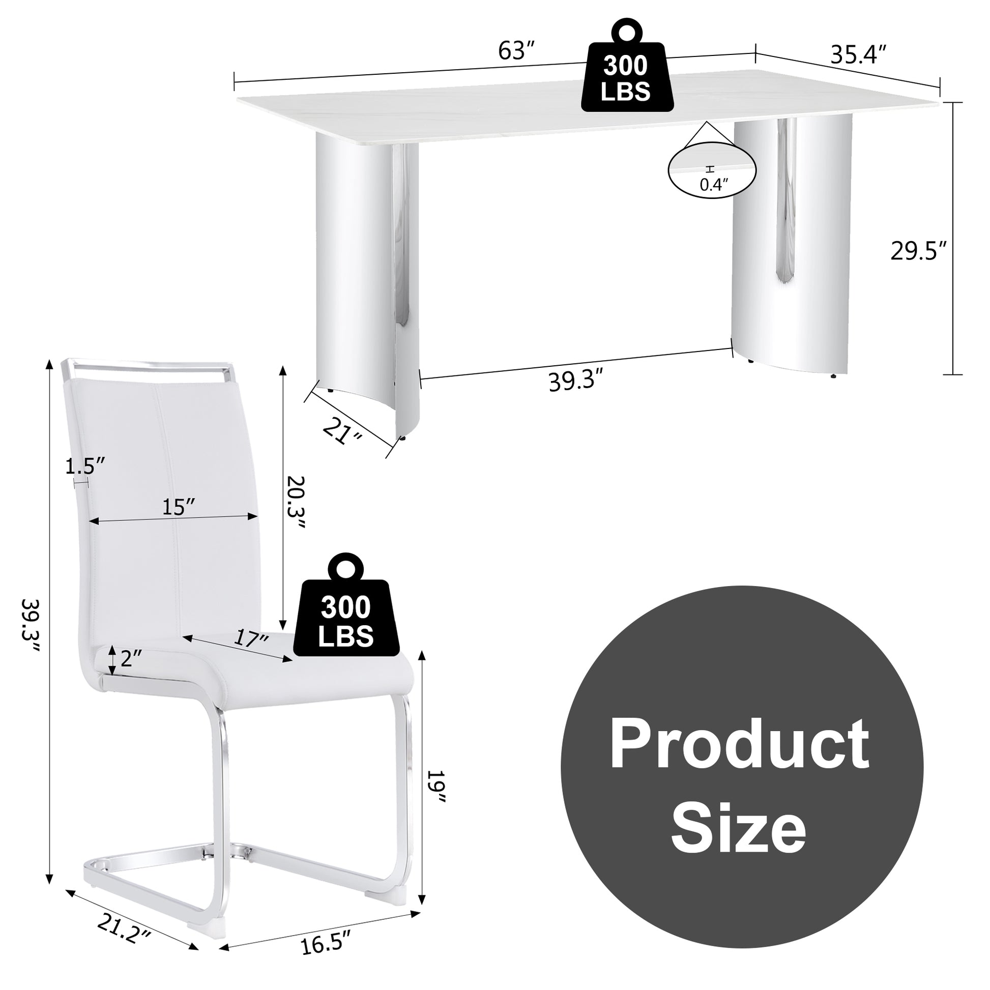 Modern Minimalist Dining Table. Imitation Marble Glass Sticker Desktop, Stainless Steel Legs, Stable And Beautiful. 6 Premium Pu Seats. 63 Inches * 35.4 Inches * 29.5 Inches Dt 69 C 1162 Silver Glass
