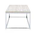 Light Oak And Chrome Coffee Table With Open Base Natural Primary Living Space Rectangular Wood Metal Sled