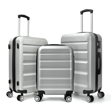 3 Piece Luggage 20Inches,24Inches,28Inches Featuring 360 Rotating Wheels And Tsa Lock Abs Hard Shell Yet Practical Design Suitable For Both Men And Women Silver Grey Abs