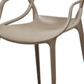 Yuva 22 Inch Armchair, Set Of 4, Intricate Design, Curved Seat, Gray Polypropylene Gray Polypropylene