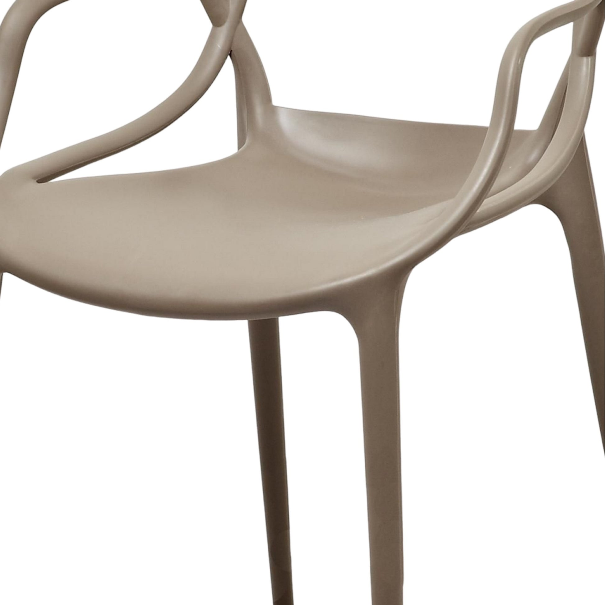 Yuva 22 Inch Armchair, Set Of 4, Intricate Design, Curved Seat, Gray Polypropylene Gray Polypropylene