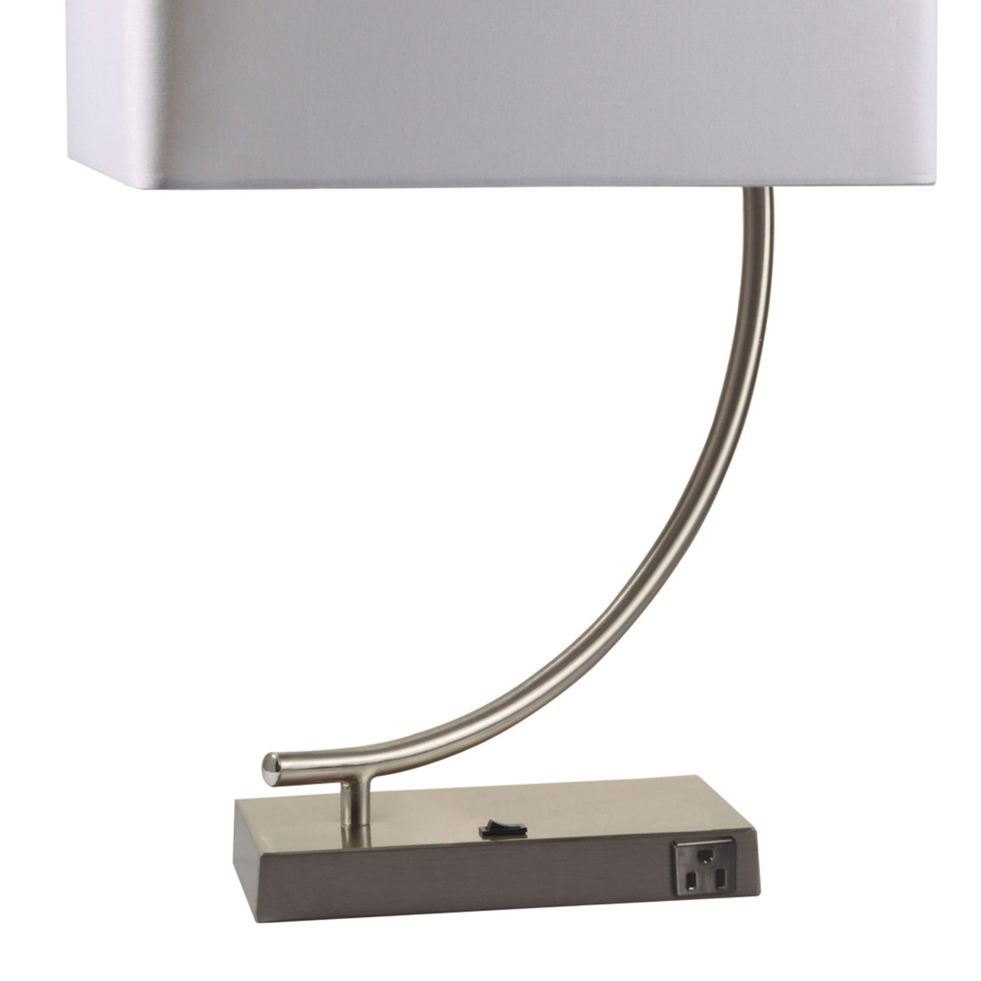 22.5" Tall Metal Table Lamp With Silver Finish And Curved Design, White Shade Multicolor Metal