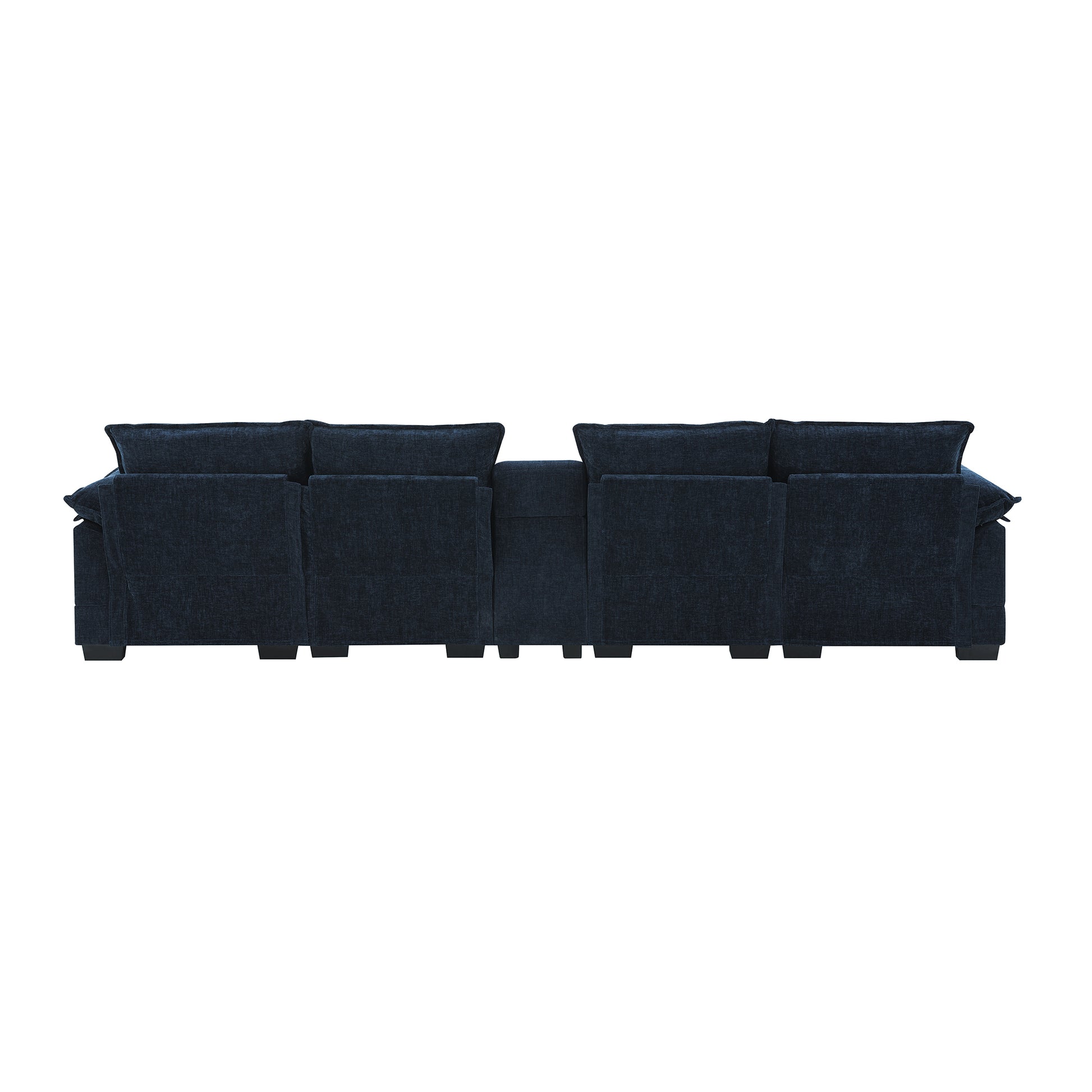 123*55" Modern U Shaped Sofa With Console,Cupholders And Usb Ports,6 Seat Upholstered Symmetrical Indoor Furniture,Sleeper Couch Set With Chaise For Living Room,Apartment,5 Colors Blue Chenille 6 Seat