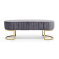 Bench Bedroom Bench ,Velvet Oval Upholstered End Of Bed Bench With Golden Metal Legs ,48